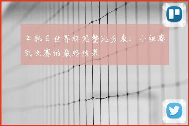 年韩日世界杯完整比分表：小组赛到决赛的最终结果